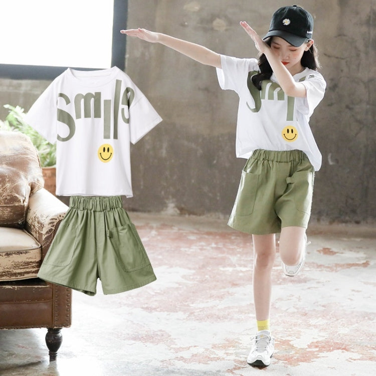 Girls Short-sleeved Top + Two-piece Group Pants, 110, 120, 130, 140, 150, 160