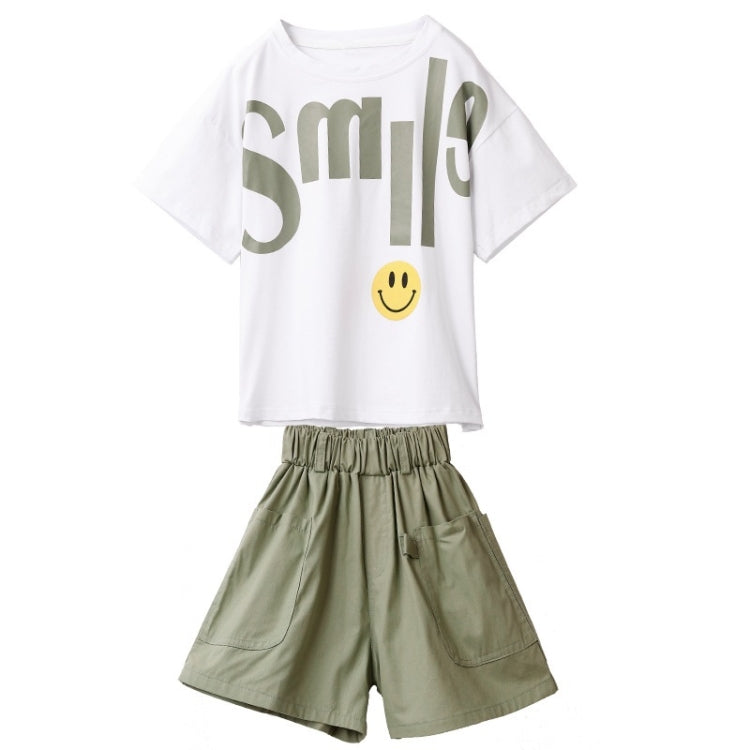 Girls Short-sleeved Top + Two-piece Group Pants, 110, 120, 130, 140, 150, 160