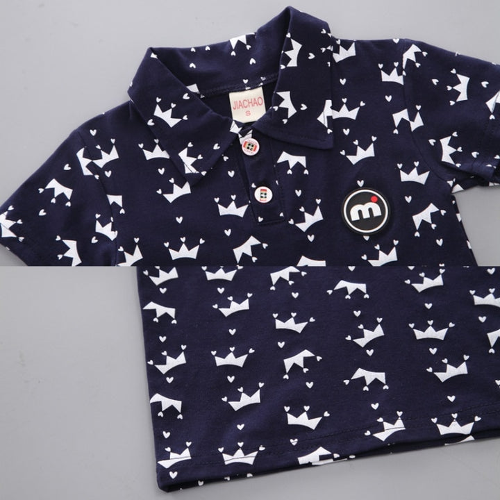 Childrens Two-piece Summer Crown Shirt For Boys, 80, 90, 100, 110