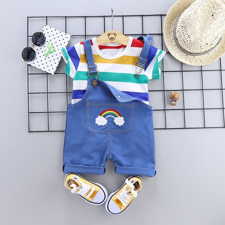 Summer Two-piece Baby Suspenders Suit Striped Short-sleeved Summer Dress, 80, 90, 100, 110