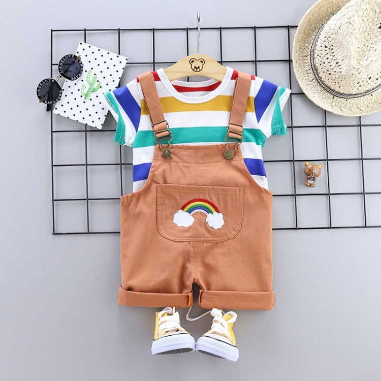 Summer Two-piece Baby Suspenders Suit Striped Short-sleeved Summer Dress, 80, 90, 100, 110