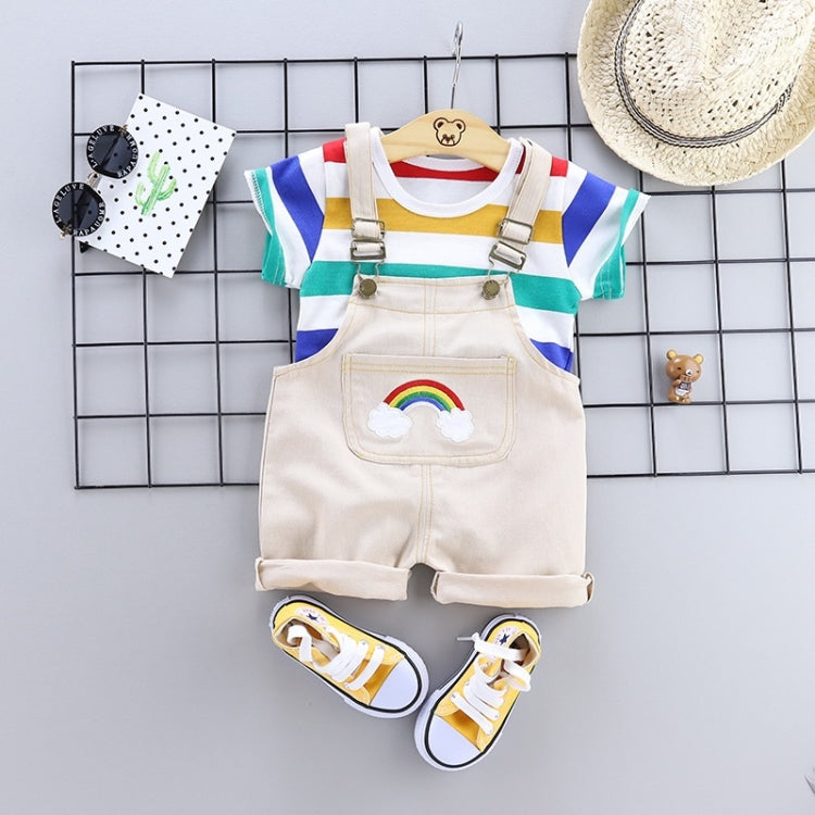 Summer Two-piece Baby Suspenders Suit Striped Short-sleeved Summer Dress, 80, 90, 100, 110