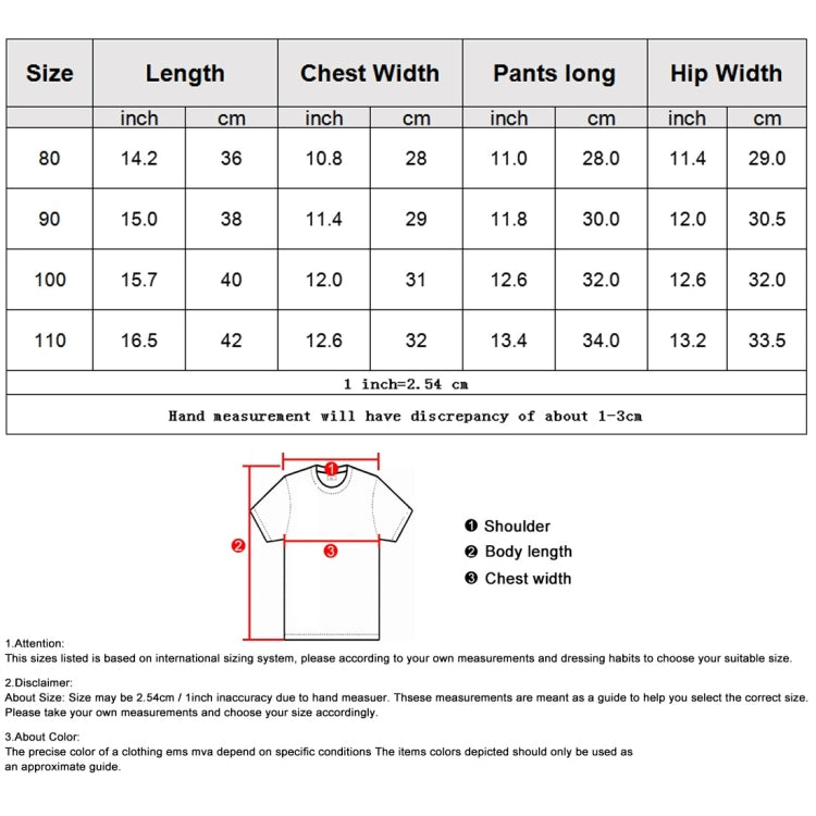 Summer Childrens Short-sleeved Suit Shirt Two-piece Suit, 80, 90, 100, 110