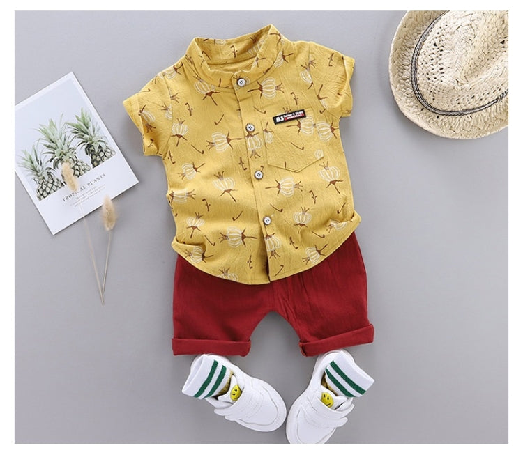 Summer Childrens Short-sleeved Suit Shirt Two-piece Suit, 80, 90, 100, 110