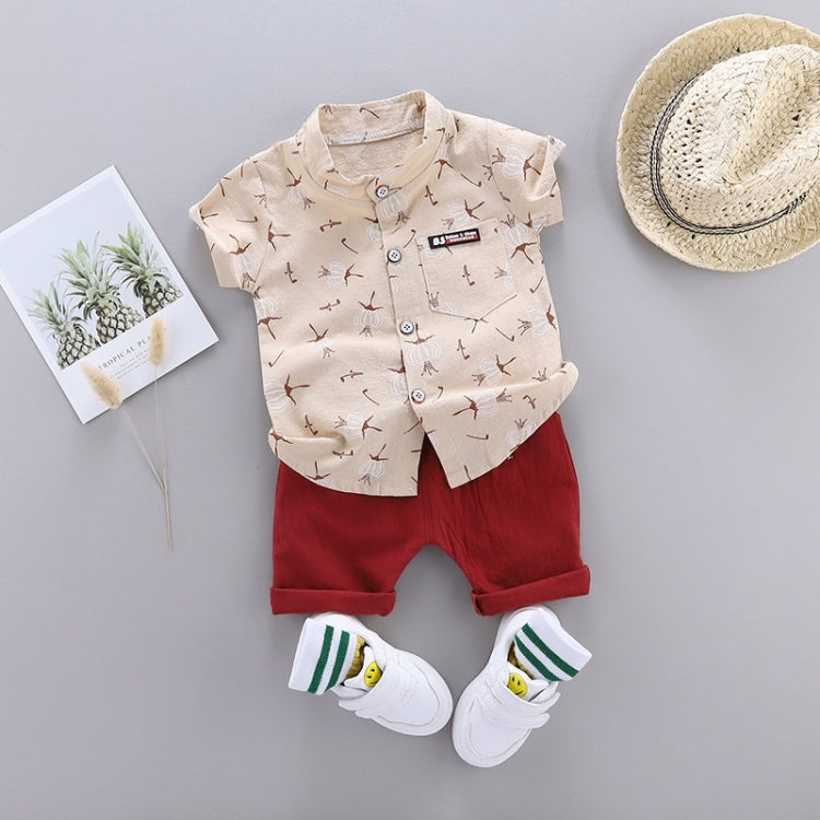 Summer Childrens Short-sleeved Suit Shirt Two-piece Suit, 80, 90, 100, 110