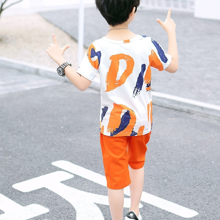 Summer Childrens Fashion Suit Short-sleeved Casual Pants Sportswear, 110, 120, 130, 140, 150, 160