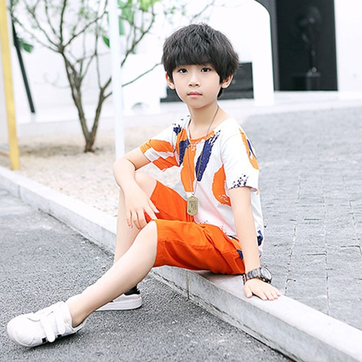 Summer Childrens Fashion Suit Short-sleeved Casual Pants Sportswear, 110, 120, 130, 140, 150, 160