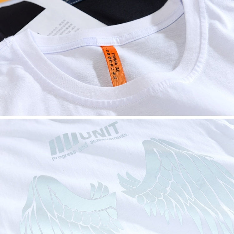 Wings Reflective Round Neck Short-sleeved Loose Printed Cotton T-shirt, S, M, L, XL, XXL, XXXL, XXXXL, XXXXXL