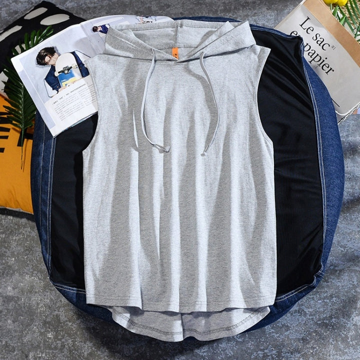 Casual Sleeveless T-shirt Hooded Vest Loose Cotton Waistcoat Sports Vest, S, M, L, XL, XXL