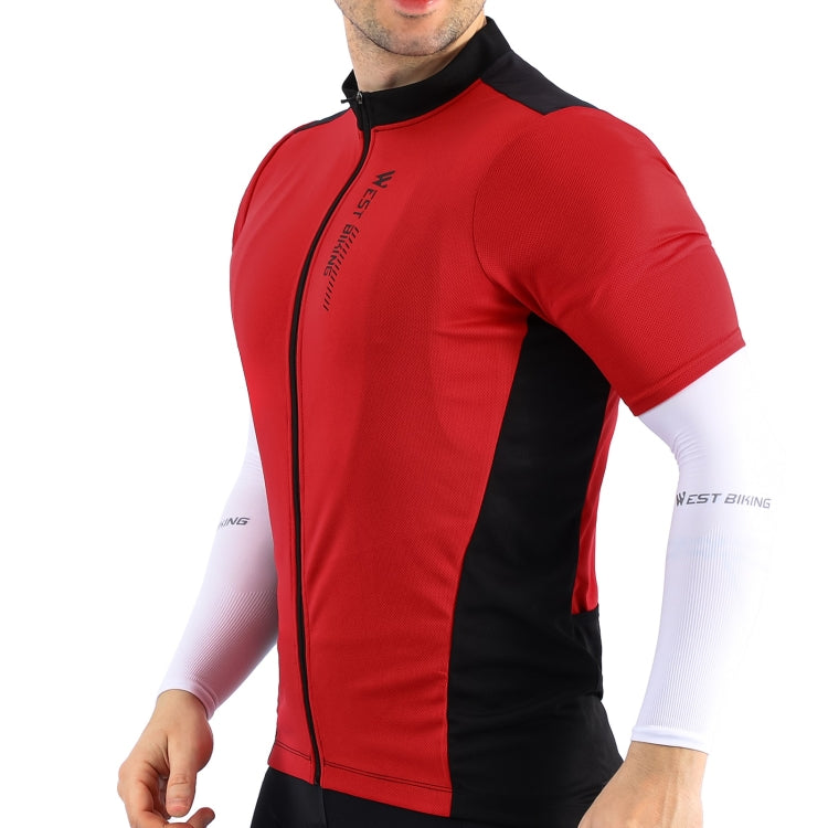 WEST BIKING YP0206163 Summer Polyester Mesh Breathable Sunscreen Cycling Jersey Zipper Sports Short Sleeve Top for Men, XS, S, M, L, XL, XXL, XXXL