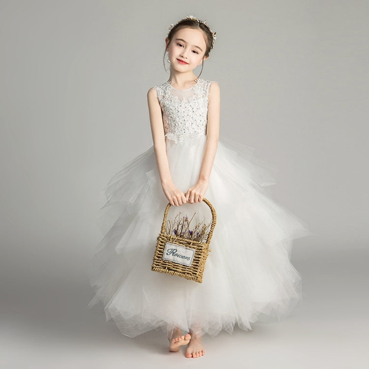 Sleeveless Long Lace Princess Dress Pettiskirt Performance Formal Dress for Girls, 100cm, 110cm, 120cm, 130cm, 140cm, 150cm, 160cm