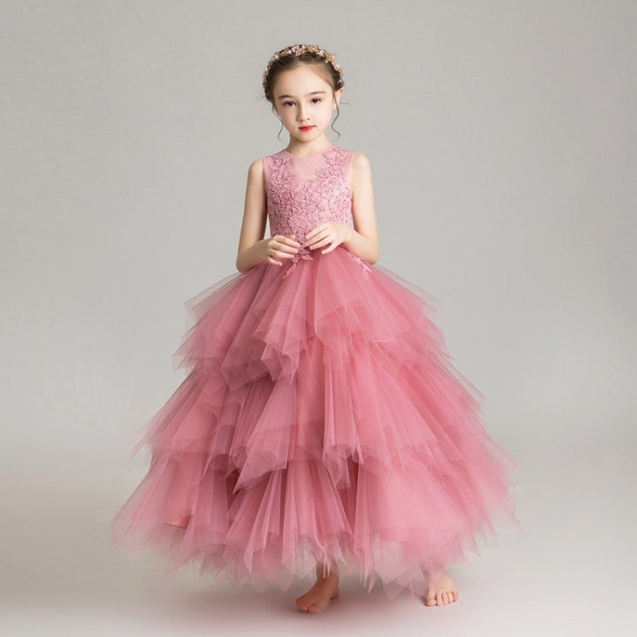 Sleeveless Long Lace Princess Dress Pettiskirt Performance Formal Dress for Girls, 100cm, 110cm, 120cm, 130cm, 140cm, 150cm, 160cm