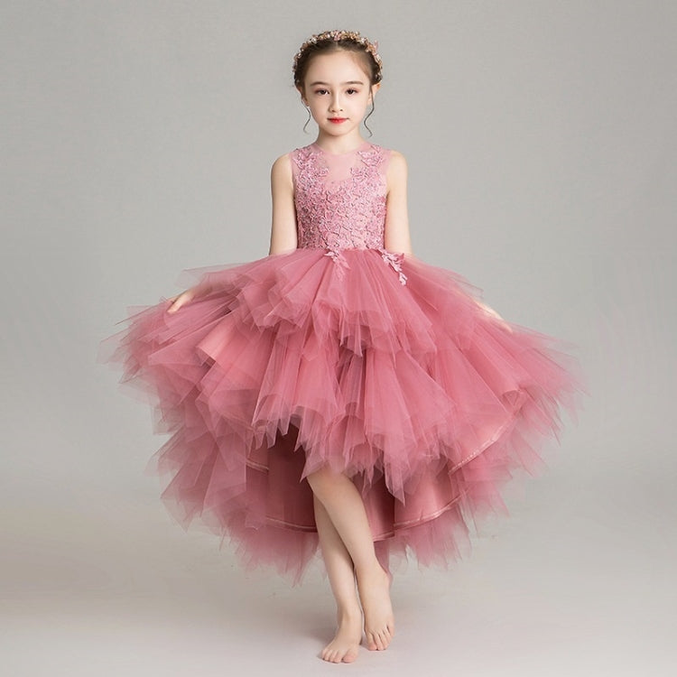 Sleeveless Short Front and Long Back Lace Princess Dress Pettiskirt Performance Formal Dress for Girls, 100cm, 110cm, 120cm, 130cm, 140cm, 150cm, 160cm