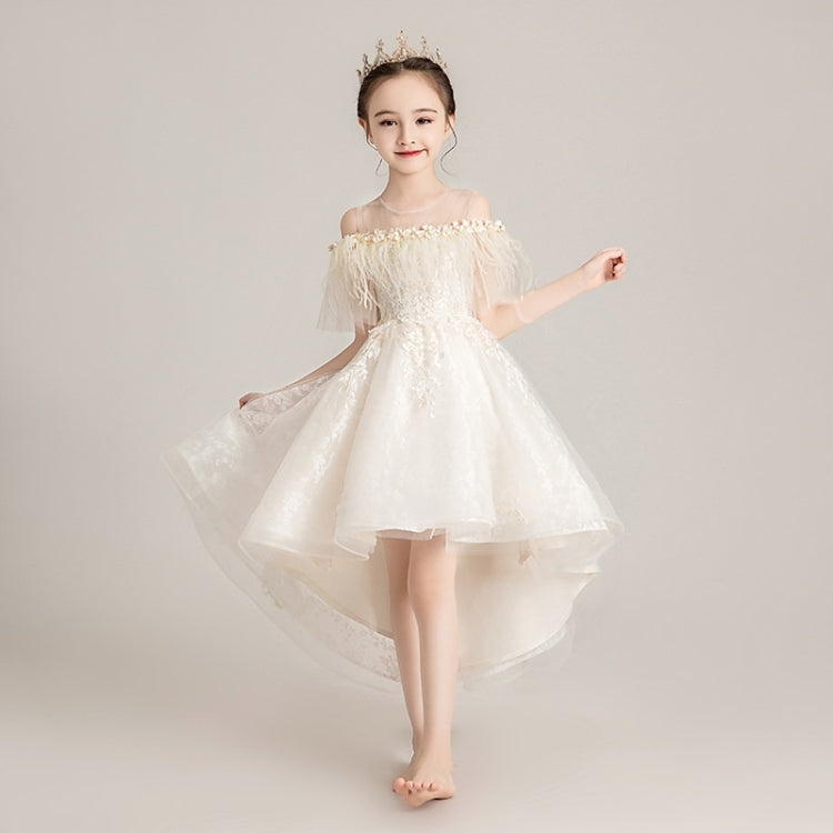 Round Neck Strapless Front Short Back Long Lace Princess Dress Pettiskirt Performance Formal Dress for Girls, 100cm, 110cm, 120cm, 130cm, 140cm, 150cm, 160cm