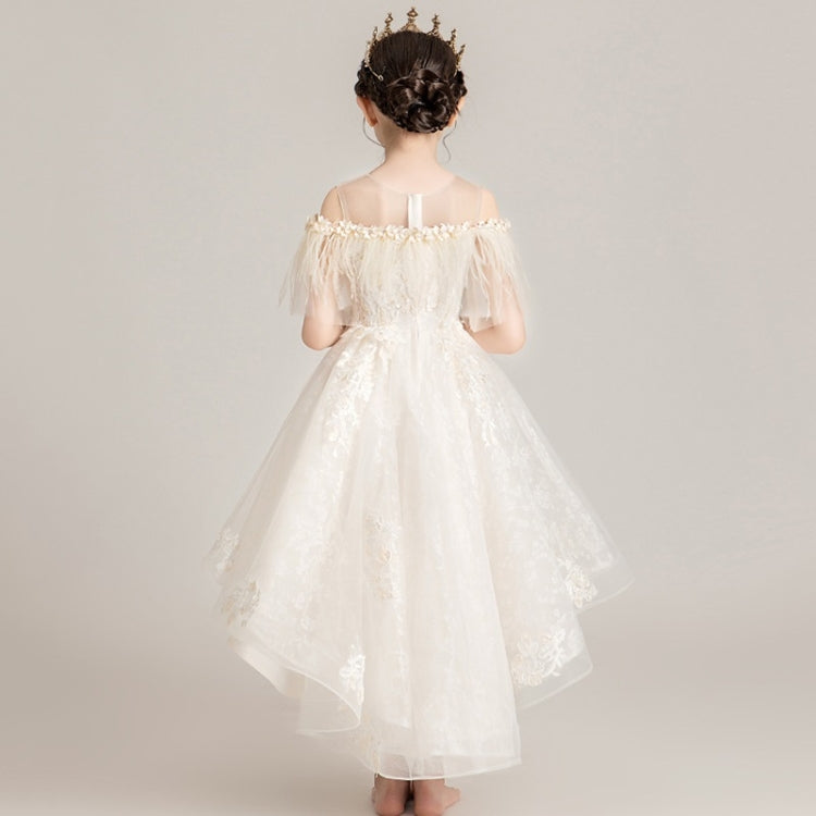 Round Neck Strapless Front Short Back Long Lace Princess Dress Pettiskirt Performance Formal Dress for Girls, 100cm, 110cm, 120cm, 130cm, 140cm, 150cm, 160cm