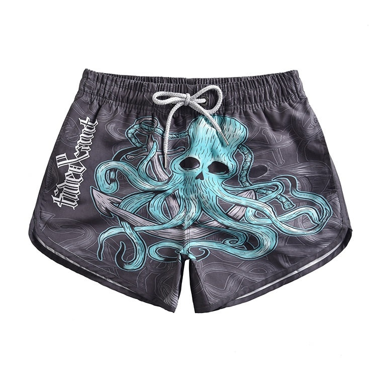 Ladies 3D Printed Octopus Beach Pants Quick-drying Swimming Shorts