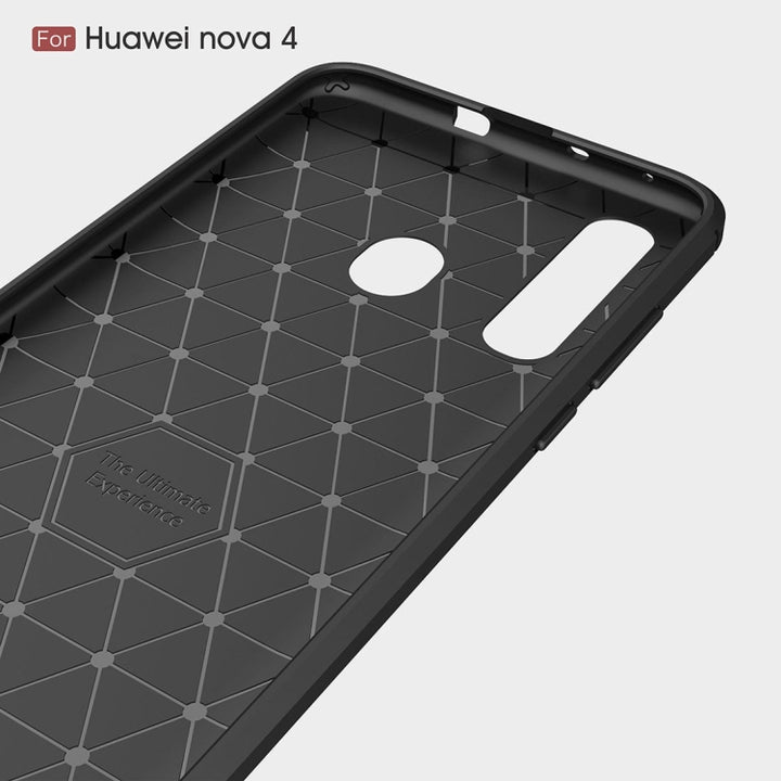 Brushed Texture Carbon Fiber Shockproof TPU Case for Huawei Nova 4, For Huawei Nova 4, Huawei Nova 4