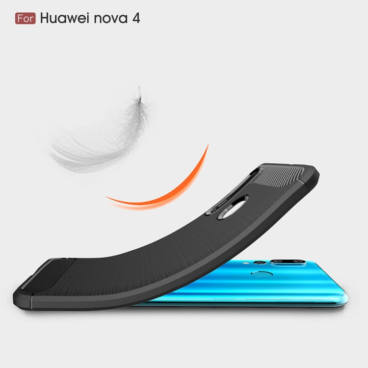 Brushed Texture Carbon Fiber Shockproof TPU Case for Huawei Nova 4, For Huawei Nova 4, Huawei Nova 4