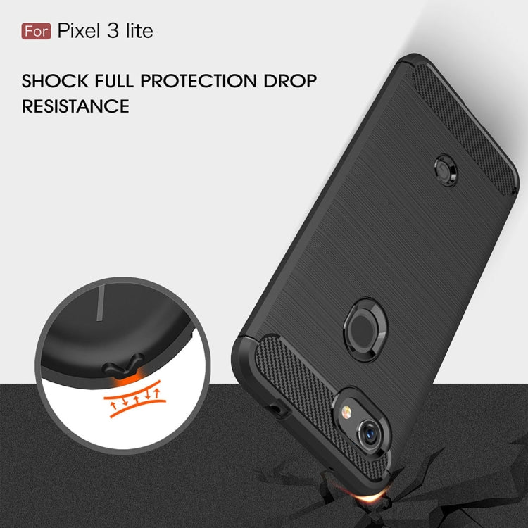 Brushed Texture Carbon Fiber Shockproof TPU Case for Google Pixel 3 Lite, For Google Pixel 3 Lite, Google Pixel 3 Lite